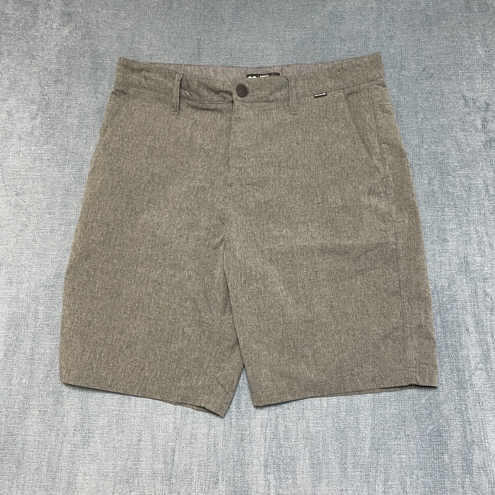 Hurley Chino Shorts Mens 32 Gray Flat Front Casual Travel Outdoor Straight Leg